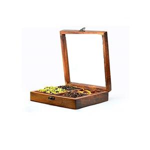 กล่องเก็บเครื่องเทศทำจากไม้ทรงกลม Masala Dabba สำหรับบ้านโรงแรมและร้านอาหารดีไซน์ล่าสุด - Product Image 5