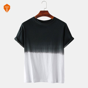 Mens Gradient Color Embroidered Casual Short Sleeve T-<b>Shirt</b> - Product Image 4