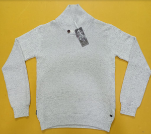 Pull en maille décontracté pour homme à col châle et manches longues, en coton, avec étiquettes de marque originales, surplus du Bangladesh - Product Image 2