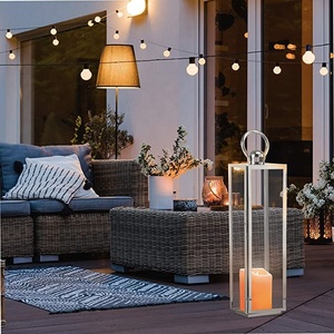 Grace <b>Lantern</b> in <b>Silver</b> Decorative Garden Lamp Made of Stainless Steel and Tempered Glass Garden <b>Lantern</b> Garden Customizable - Product Image 4