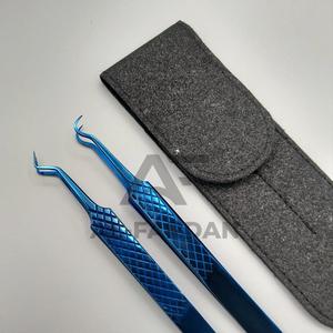 แหนบขนตาปลอมทำจากสเตนเลสสตีลแข็งแรงพร้อมแหนบขนตาเพิ่มวอลลุ่มรูปร่างตะขอใหม่สีฟ้าไททาเนียม - Product Image 1