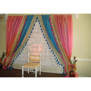 Mariage Brodé Coloré De Toile De Fond De Mariage De Nouvelle Conception Lehariya Toile De Fond D'étape De Mariage Asiatique Éclairé Rideau en Toile De Fond - Product Image 1