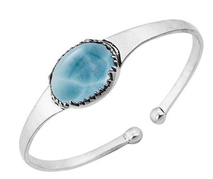 Vente la plus chaude 925 Bracelet en argent Sterling Nouveau Design Vintage Larimar Gemstone Rhodium Plaqué Bracelets Bijoux Pour Cadeau Ses Bijoux - Product Image 2