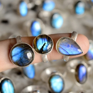 Bagues naturelles femmes ovale diamant bague garçon amour photos labradorite argent superposition naturel labradorite pierre de guérison en cristal - Product Image 6