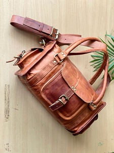 Bolsas de noche de tránsito de cuero de cabra Real Vintage de alta calidad bolsas de viaje de equipaje grandes de 13 pulgadas de cuero Real hechas a mano de lujo - Product Image 4