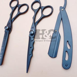 Tijeras de Barbero con Diseño Personalizado, Tijeras con Mango de Acero Inoxidable, Maquinilla de Afeitar para Hombre, Cuchilla Reemplazable Negra - Product Image 1
