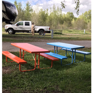 Commercial Outdoor Furniture Camping <strong>Table</strong> with <strong>Bench</strong> Powder Coating Rectangular Metal <strong>Garden</strong> Picnic <strong>Table</strong> <strong>and</strong> <strong>Benches</strong> Steel - Product Image 6