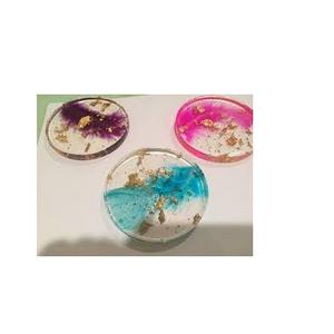 Sous-verre en résine au design de fleur d'or moderne et sous-verre en résine époxy avec fleur pressée pour cadeau de noël - Product Image 4