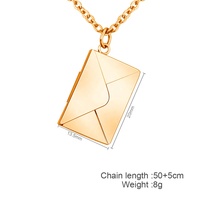 Vente en gros d'usine directe en acier inoxydable lettre d'amour collier enveloppe médaillon pendentif enveloppe collier