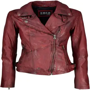 COCO BLACK LABEL Since1986 Women's Leather Jacket Kim in Biker Look With Lapel Collar