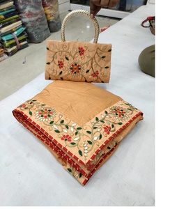 Indian <b>Designer</b> Partywear Saree With Blouse and <b>Designer</b> Matching Party Wear Beautiful Fancy Box Clutch Bag Purse Ethnic - Product Image 5