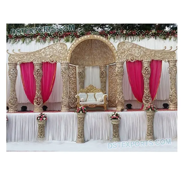 Düğün açık stil Fiber Mandap sahne dekor tasarımcı yarım Dom düğün çadırı sahne yarım motor-dom büyük düğün resepsiyon sahne