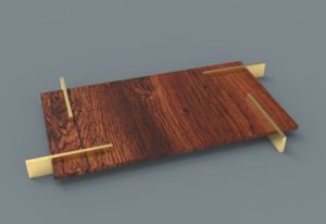 Vantage-Bandeja de madera estilo americano Royal Luxuries, bandeja rectangular para vajilla con asas de metal recortadas, bandeja/plato de madera para servir - Product Image 5