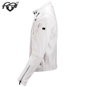 Winter White <b>Men's</b> High Quality Genuine <b>Leather</b> <b>Jackets</b> Casual Stand Collar Customized Shell Coated OEM Service 1pcs - Product Image 2
