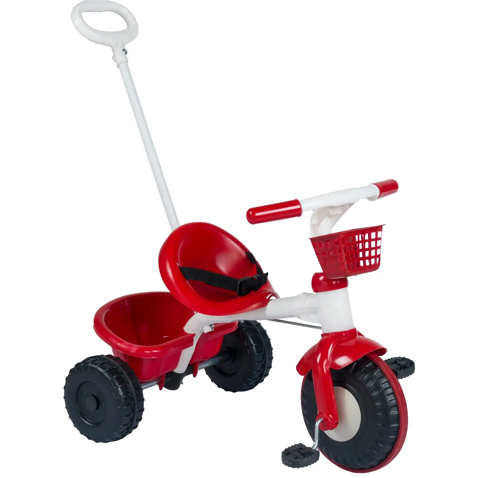 Triciclo de empuje para niños, coche de juguete rojo para bebés, bicicleta de plástico barata, de 3 ruedas de empuje, bicicletas de Control Parental