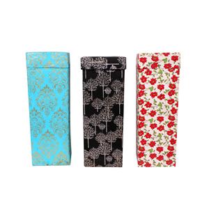 Ensemble de 3 boîtes en papier kraft faites à la main de grande taille avec motif de fleurs personnalisées, bleu, rouge, noir, emballage élégant pour les retours de cadeaux et l'estampage - Product Image 2