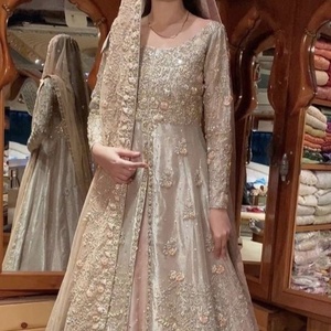 Elegant--<b>Bridal</b>-Stylish <b>Jacket</b> with Lehenga with Elegant Embellished in crystal glass beads stone work for Wedding=2021 - Product Image 1