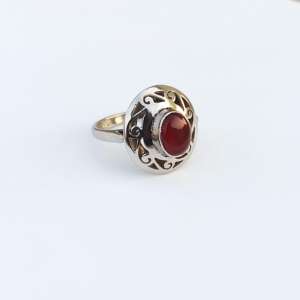 Anillo solitario de Plata de Ley 925, piedra preciosa de ónix rojo, ajuste de bisel de alta calidad, joyería de diseñador para bodas, regalos, fiestas - Product Image 1