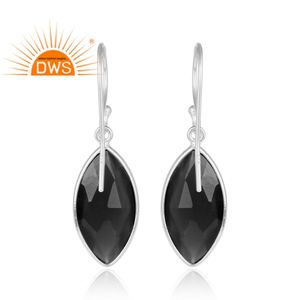 925 Sterling Silver Black <b>Onyx</b> Gemstone Women's Designer Dangle <b>Earrings</b> Jewelry Supplier Manufacturer - Product Image 3