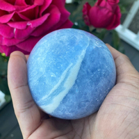 Esfera de Cristal de Aguamarina Pulida, Increíble, para Meditación, Viajes Seguros, Esfera Calmante Azul, Amor, Feng Shui, Arte Coleccionable