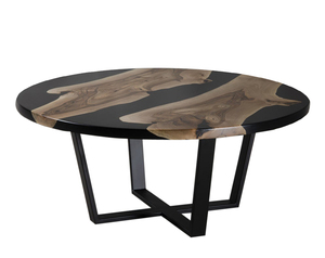 Luxury Design Live Edge Solid Wood <b>Black</b> Round <b>Epoxy</b> <b>Resin</b> Coffee Table, Center Table - Product Image 1