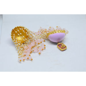 wholesale traditional meenakari golden matte finishing brass stone stud <b>long</b> jhumka hoop <b>earing</b> for girls and women - Product Image 3