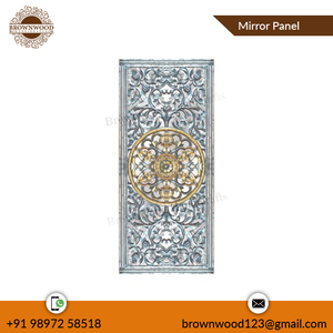 Panel de espejo decorativo tallado de madera hecho a mano exclusivo, venta al por mayor, marco de espejo de estilo antiguo para colgar en la pared para decoración del hogar - Product Image 3