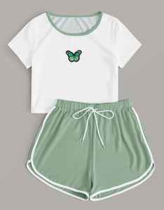 Ensemble de survêtement côtelé pour femmes, t-shirt manches courtes, Short de jogging, collection du Bangladesh, été - Product Image 6