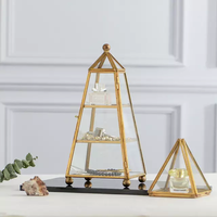 Présentoir de table pyramidal pour boucles d'oreilles et colliers, boîte en verre, design classique américain, écologique, en métal durable, pour décoration intérieure de style ancien