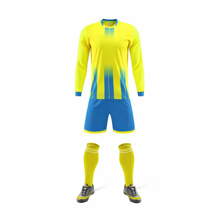 2021-22 De haute Qualité Pas Cher Maillot de Football À Manches Longues 100% Polyester Uniforme De Football Kits ensembles ensemble Complet