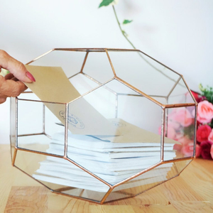 Large Geometric Glass <b>Box</b>, Customized <b>Wedding</b> <b>Card</b> <b>Box</b>, <b>Wedding</b> <b>Card</b> Holder, - Product Image 1