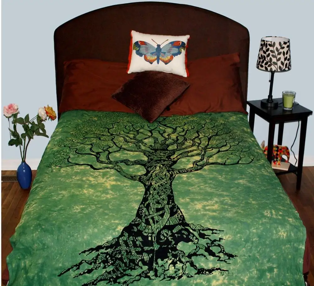 Cotton Top Quality Handmade Bedding Dry Tree Wall Hanging Home Decor Bedspread Twin Tapestry