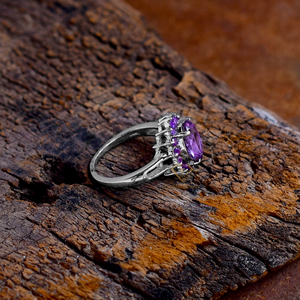 Anillo de Plata de Ley 925 con gema de amatista Africana Natural, anillo de piedras preciosas púrpuras hechas a mano - Product Image 2