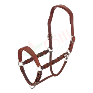 New Handmade Comfortable Durable Horse <b>Halters</b> Adjustable Average Padded Leather Head Collar Halter for Riding - Product Image 4