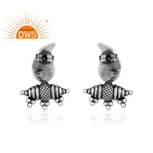 Pendientes de Plata de Ley 925 con Diseño de Pavo Real Oxidado, Chapados en Oro, Estilo Vintage - Product Image 3