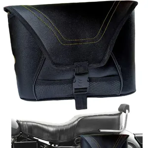Real Cow Leather Motorcycle Side Bag/Carrier with Clip Locks, Anti-Theft Digit Locking System for All Bike