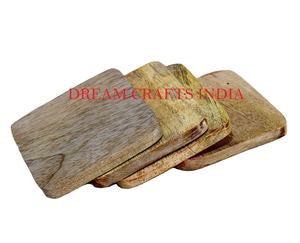 Sous-verres carrés vintage en bois de manguier simples et personnalisables, sous-verres absorbants en bois pour boissons et thé avec logo personnalisé, design pour la maison - Product Image 2