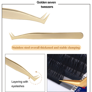 New Arrival Premium Golden Latest tweezer grafting facial care <b>tool</b> tweezers eyelash extension colored eyelashes tweezers - Product Image 2