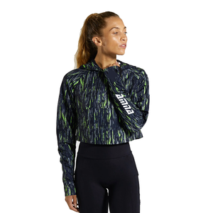 Pull-over à capuche court pour femmes en noir, vêtements décontractés, hauts à capuche courts pour femmes - Product Image 6