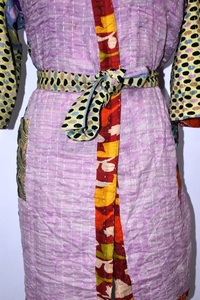 Trendy Design Style Beautiful Fashionable Quilted <b>Kantha</b> <b>Jacket</b> Kimono Robe with Long Sleeves and Double Pocket for Women - Product Image 3