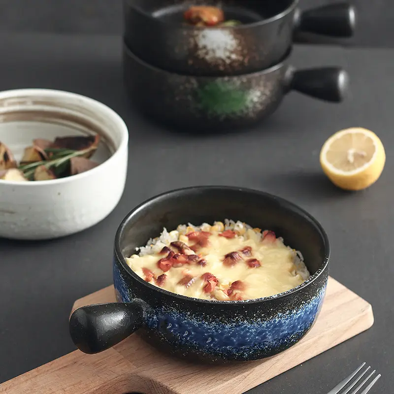 6 zoll Neue Design Matt Schwarz Japanischen Stil Hohe Qualität Porzellan Milch Kochen Topf Backen Pan Suppe Schüssel
