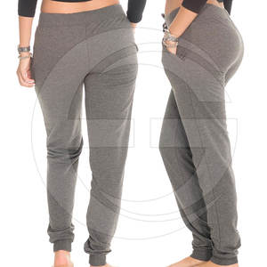 Pantalon de jogging pour femme, polaire en coton mélangé avec bordure côtelée et poches latérales Pantalon de jogging de course pour femme - Product Image 2