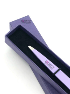 Vente en gros Nouveau style de pinces d'extension de sourcil en acier inoxydable avec revêtement en poudre violet Instrument de beauté avec logo personnalisé - Product Image 3