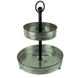 ชุดแท่นวางเค้กโลหะเคลือบผงสีขาวดีไซน์โบราณทำด้วยมือสุดหรูเครื่องมือวางบนโต๊ะเค้กโลหะสามชิ้น - Product Image 6