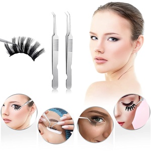 Pince à cils en acier inoxydable diamant rose Grip Cils Applicateur Pinzette Volume de haute qualité Pince à épiler - Product Image 4