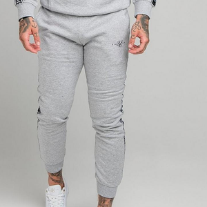 Top Fashion Men Trendy Tracksuits Custom Heather Gray Tracksuit Men French Terry Sweatsuit With Stripe - Product Image 5