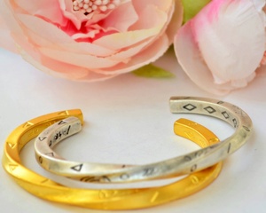 Authentic Mexican American Boho <b>Bracelet</b> Gold and Silver Antiqued Thin Wire Cuff Bangle <b>Adjustable</b> Torque Jewelry - Product Image 2