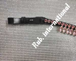 Banda de cejas de cristal rosa claro de calidad Superior para montar a caballo Accesorio cómodo en cuero negro y marrón Diseñador diseñado - Product Image 2