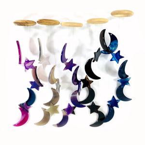 Carillón de viento de Navidad para el hogar, Ágata en rodajas de colores, ágata, media luna, estrella, carillones de viento, Ágata natural - Product Image 2