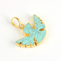 Bleu Turquoise pierre aigle oiseau forme conceptions animal galvanoplastie laiton pierre charme cristal pendentif